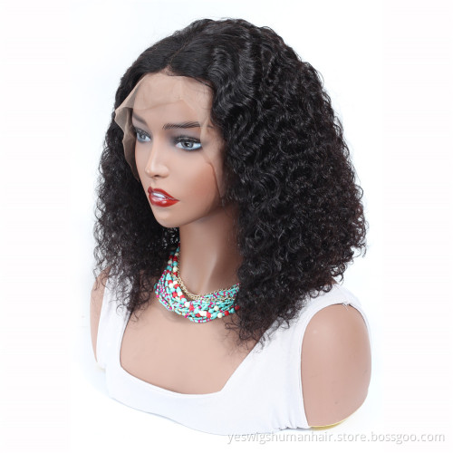 Short Bob Lace Wig Vendor In China Large Stock 13X4 Frontal Swiss Lace Malaysian Kinky Curly Human Hair Bob Wigs Fast Dispatch